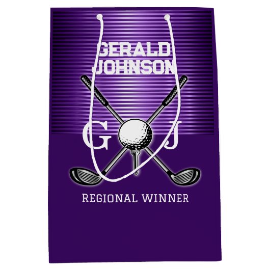 ミニマルカスタムスエレガントゴルフモノグラムラージギフト ミディアムペーパーバッグ (正面)