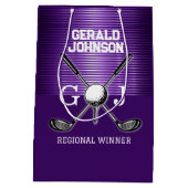 ミニマルカスタムスエレガントゴルフモノグラムラージギフト ミディアムペーパーバッグ (裏面)