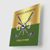 ミニマルカスタムスエレガントゴルフモノグラム スクエア壁時計 (傾斜)