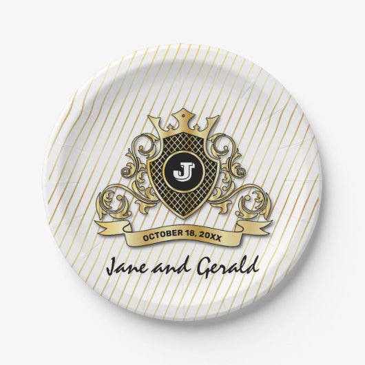 ミニマルカスタムスエレガントモノグラムデザイン ペーパープレート (正面)