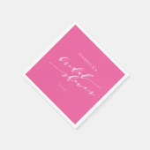 ミニマルカスタムスクリプトブライダルシャワーホットピンク スタンダードカクテルナプキン (角)