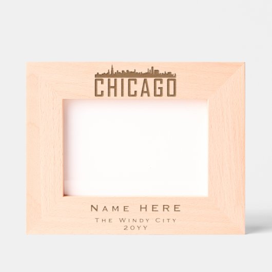 ミニマルカスタムスシカゴシティスカイラインシルエット レーザー彫刻フレーム (正面)
