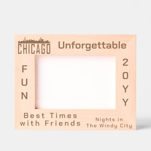 ミニマルカスタムスシカゴシティスカイラインシルエット レーザー彫刻フレーム (正面)
