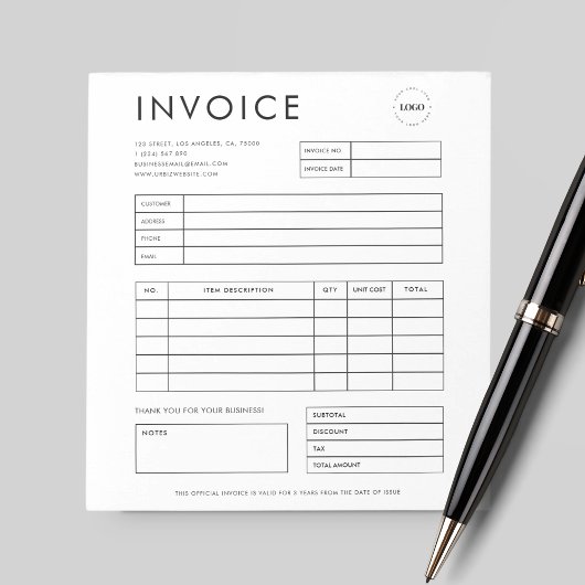 ミニマルカスタムス小規模企業の請求書受入 ノートパッド