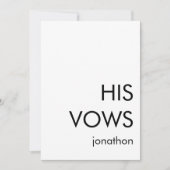 ミニマルカスタムタイポグラフィAny Color His Vows カード (正面)