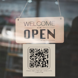 ミニマルカスタムテキスト パステルクリーミー ヴァニラ QR コード ウィンドウサイン