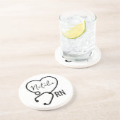 ミニマルカスタムナース名Stethoscopeハート コースター (側面)