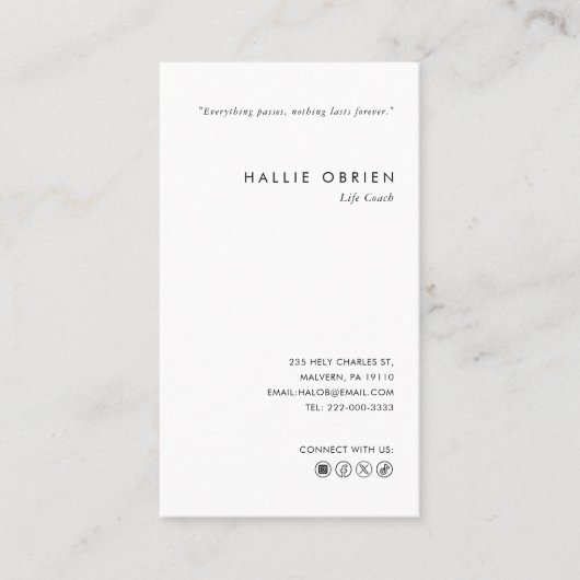 ミニマルカスタムプロフェッショナルライフコーチ 名刺 (正面)