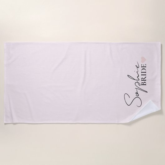 ミニマルカスタムムの花嫁の名前 ビーチタオル (正面)