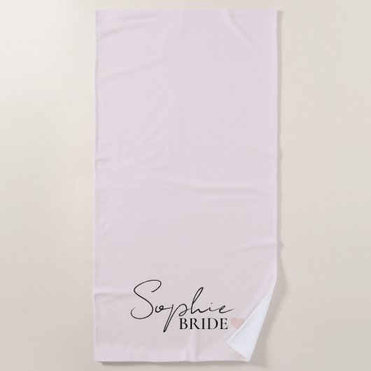 ミニマルカスタムムの花嫁の名前 ビーチタオル (正面)
