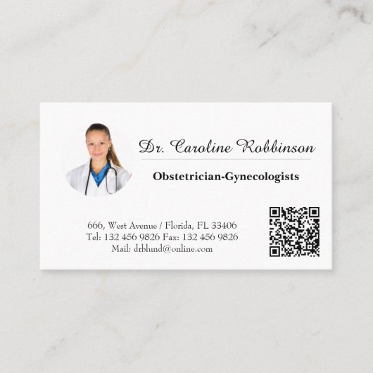 ミニマルカスタムム写真医QRコード基本 名刺 (正面)