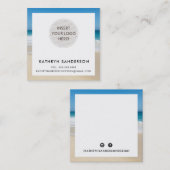 ミニマルカスタムモダンロゴのシックな熱帯ビーチ スクエア名刺 (正面/裏面)