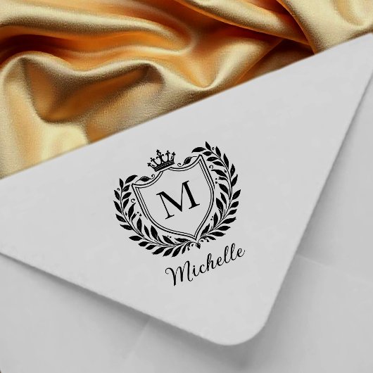 ミニマルカスタムモノグラムネームロイヤルクレストエンブレム ラバースタンプ