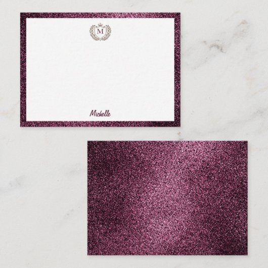 ミニマルカスタムモノグラム名王室の紋エンブレム ノートカード (正面/裏面)