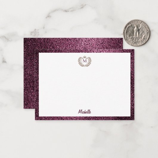 ミニマルカスタムモノグラム名王室の紋エンブレム ノートカード (正面/裏面インサイチュ)