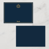ミニマルカスタムモノグラム名王室の紋エンブレム ノートカード (正面/裏面)