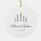 ミニマルカスタムリストのカップル名モダン日付Photo C セラミックオーナメント (正面)