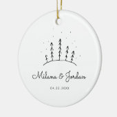 ミニマルカスタムリストのカップル名モダン日付Photo C セラミックオーナメント (左)
