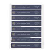 ミニマルカスタムリストのネイビーブルービジネスロゴブランド ラップアラウンドラベル (シート)