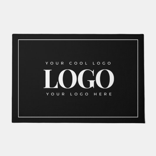 ミニマルカスタムリストのビジネスロゴ白黒枠 ドアマット (正面)