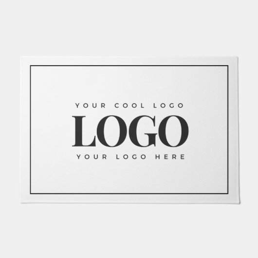 ミニマルカスタムリストのビジネスロゴ白黒枠 ドアマット (正面)
