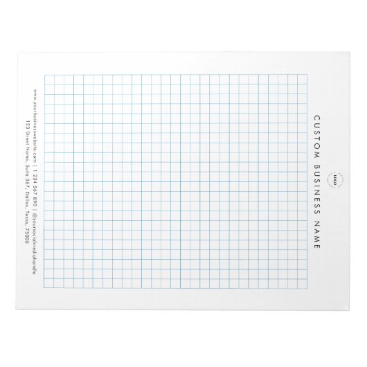 ミニマルカスタムリストの会社名とロゴグラフパッド ノートパッド (正面)