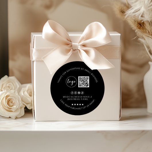 ミニマルカスタムリストブラックサンキューステッカー ラウンドシール