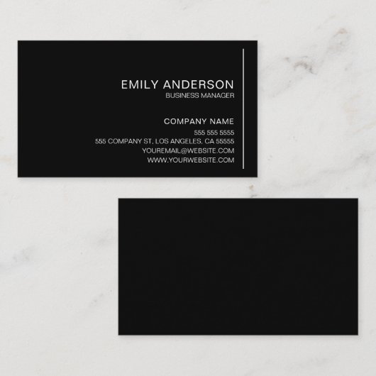 ミニマルカスタムリストブラックプロフェッショナル名刺 名刺 (正面/裏面)