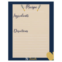 ミニマルカスタムリストブルー料理レシピシート