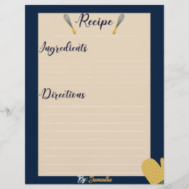 ミニマルカスタムリストブルー料理レシピシート