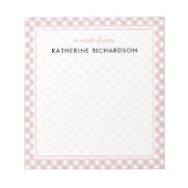 ミニマルカスタムリストミュートされたピンクシェードプレイドパターン ノートパッド (正面)