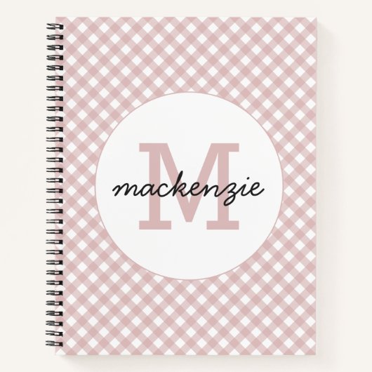 ミニマルカスタムリストミュートされたピンクシェードプレイドパターン ノートブック (正面)