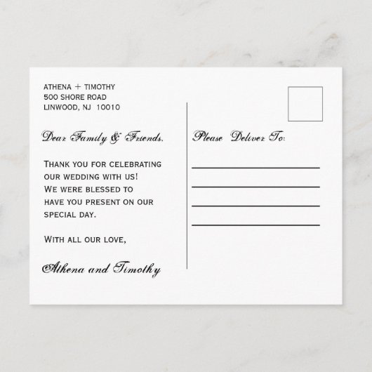 ミニマルカスタムリスト写真ありがとうはがき 案内ポストカード (裏面)