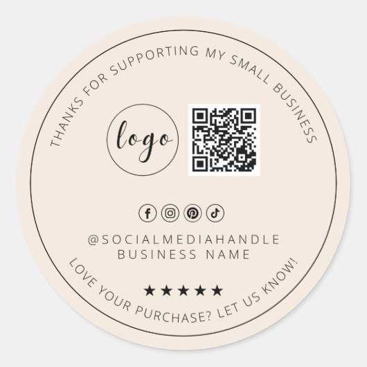 ミニマルカスタムリストLight Bohoありがとうステッカー ラウンドシール (正面)