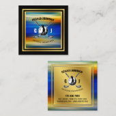 ミニマルカスタム主義ゴルフモノグラムデザイン スクエア名刺 (正面/裏面)