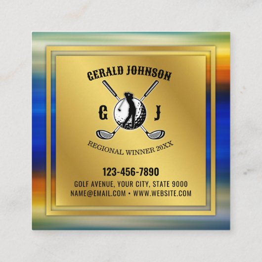 ミニマルカスタム主義ゴルフモノグラムデザイン スクエア名刺 (裏面)