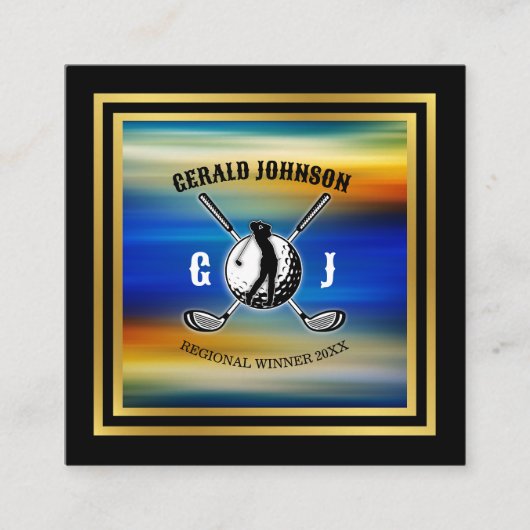 ミニマルカスタム主義ゴルフモノグラムデザイン スクエア名刺 (正面)