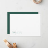 ミニマルカスタム主義モノグラムフォレストグリーン文房具 ノートカード (正面/裏面インサイチュ)