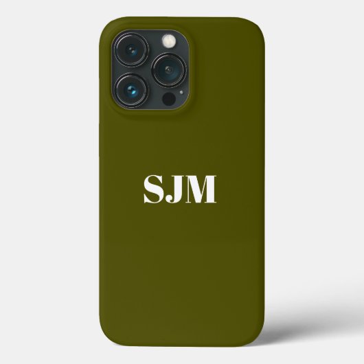 ミニマルカスタム主義モノグラム名オリーブ苔グリーン Case-Mate iPhoneケース (裏面)