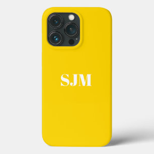 ミニマルカスタム主義モノグラム名ゴールデンイエロー iPhone 13 PROケース