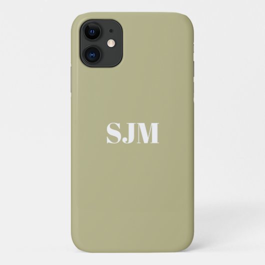 ミニマルカスタム主義モノグラム名セージ緑の白 Case-Mate iPhoneケース (裏面)