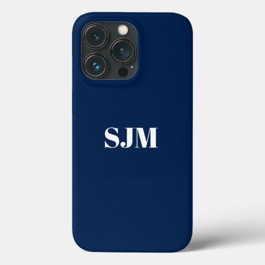 ミニマルカスタム主義モノグラム名ネイビーブルー&ホワイト Case-Mate iPhoneケース (裏面)