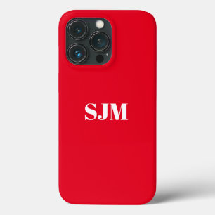 ミニマルカスタム主義モノグラム名レッドホワイト iPhone 13 PROケース