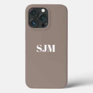 ミニマルカスタム主義モノグラム名greige beige iPhone 13 proケース