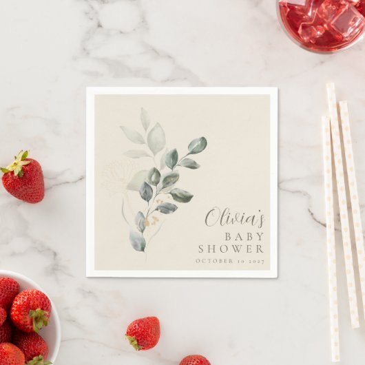 ミニマルカスタム主義金ゴールド緑のベビーシャワー スタンダードカクテルナプキン (インサイチュ)