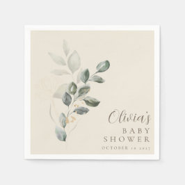 ミニマルカスタム主義金ゴールド緑のベビーシャワー スタンダードカクテルナプキン