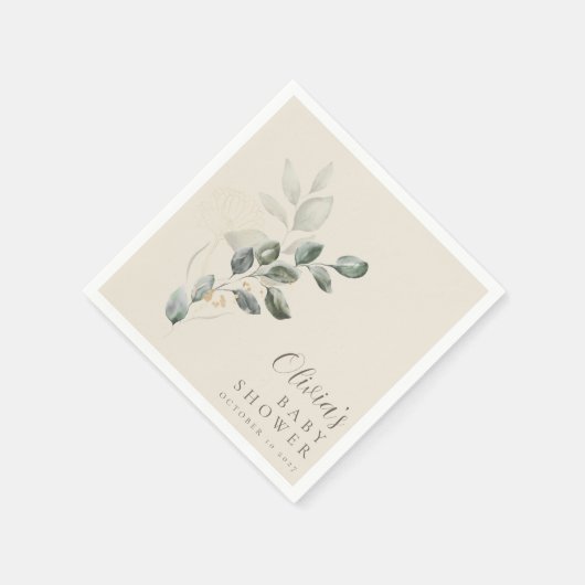 ミニマルカスタム主義金ゴールド緑のベビーシャワー スタンダードカクテルナプキン (角)