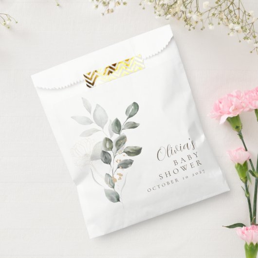 ミニマルカスタム主義金ゴールド緑のベビーシャワー フェイバーバッグ (封をした状態)