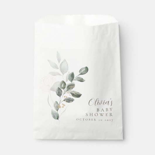 ミニマルカスタム主義金ゴールド緑のベビーシャワー フェイバーバッグ (正面)