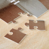 ミニマルカスタム写真結婚のカップルと名前 ジグソーパズル (側面)